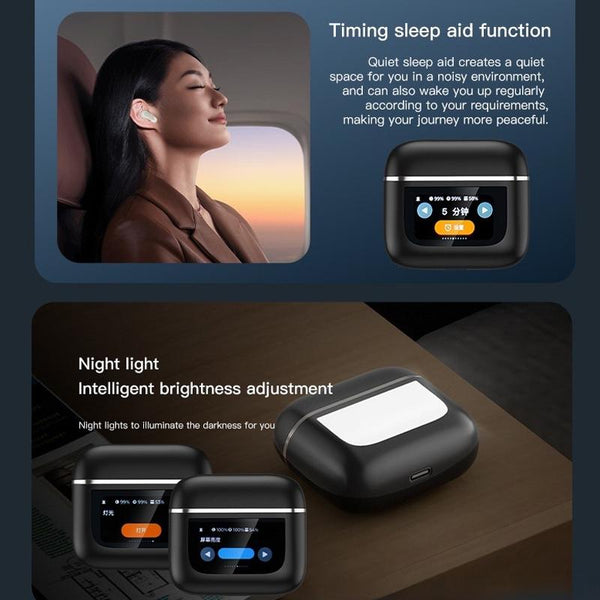 Wireless Anc Bluetooth Earphones With Touch Screen And Active Noise Reduction Black Earbuds