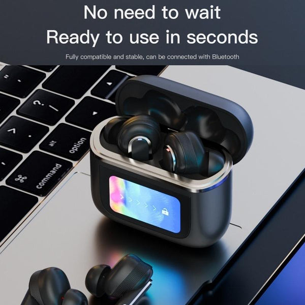 Wireless Anc Bluetooth Earphones With Touch Screen And Active Noise Reduction Black Earbuds