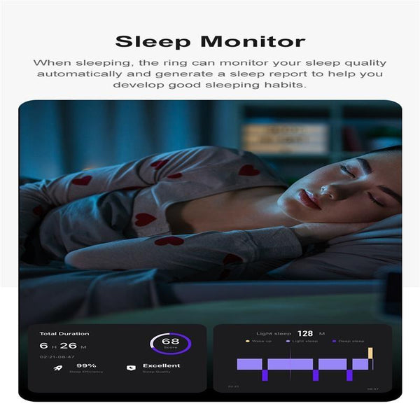 Smart Ring With Heart Rate Blood Oxygen Sleep Monitoring & Sports Modes Size 11 Gold Activity Trackers