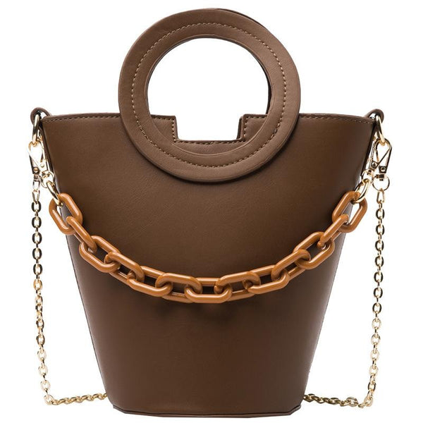 Stylish Round Chain Crossbody Bag For Women Brown Women's Bags & Handbags