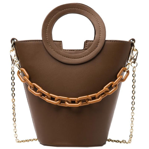 Stylish Round Chain Crossbody Bag For Women Brown Women's Bags & Handbags