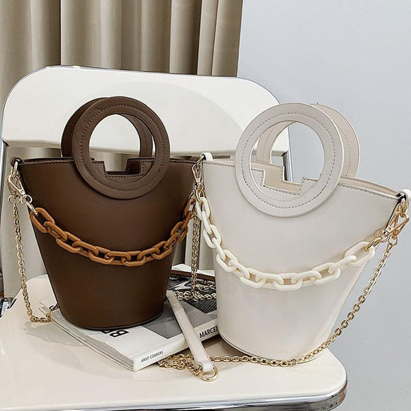 Stylish Round Chain Crossbody Bag For Women Brown Women's Bags & Handbags