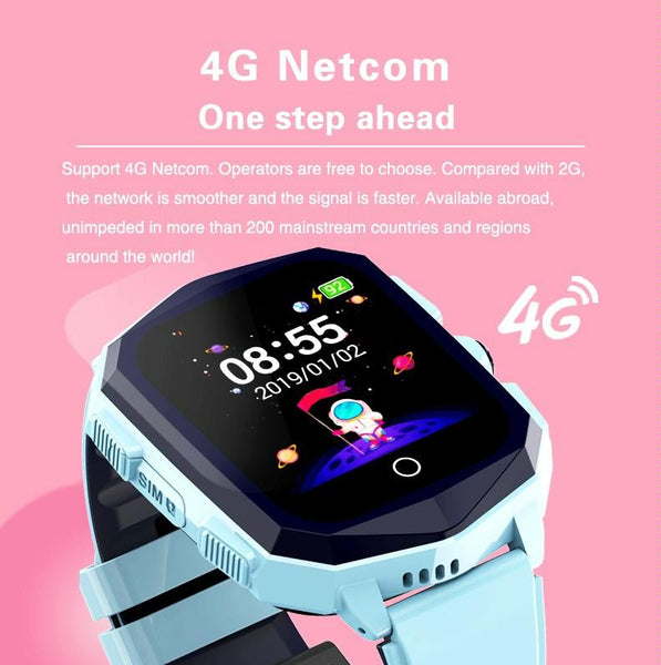 1.4 Inch 4G Locator Technology Positioning Children Calling Watch With Sos Function Blue Smart Watches