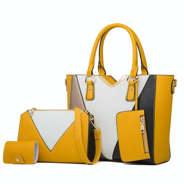 Versatile 4 In 1 Ladies Handbag With Large Capacity Yellow Women's Bags & Handbags