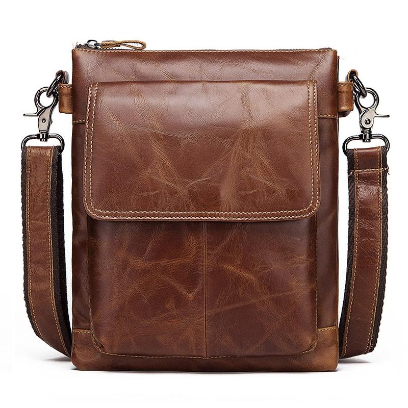 Retro Leather Crossbody Backpack For Men Yellow Brown Bags