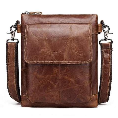 Retro Leather Crossbody Backpack For Men Yellow Brown Bags