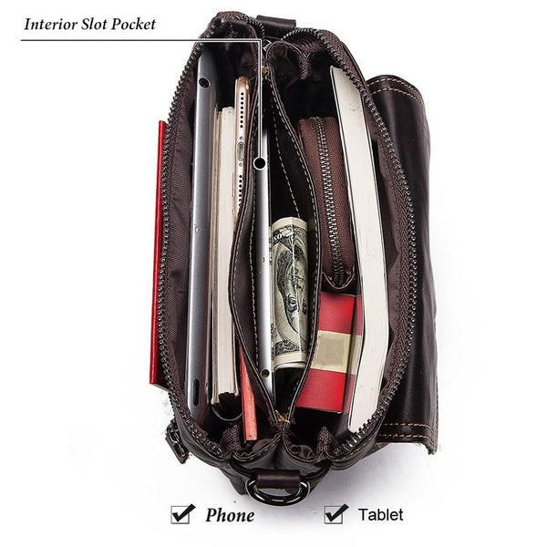 Retro Leather Crossbody Backpack For Men Yellow Brown Bags