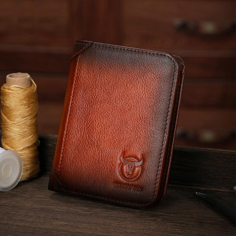 Men Rfid Leather Wallet With Coin Clip Brown Wallets