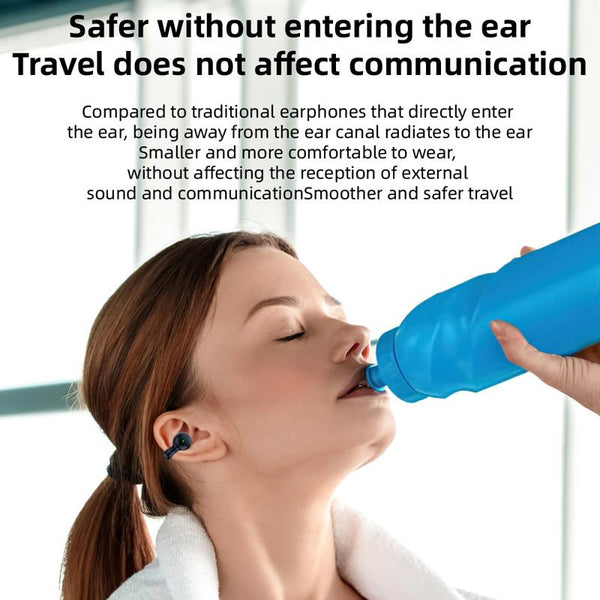 Ear Clip Type Sound Conduction Concept Bluetooth Earphone Digital Display Charging Case White Earbuds