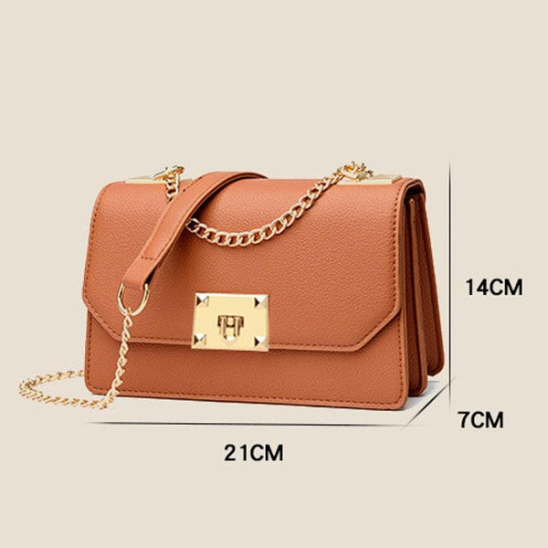 Small Square Flap Lock Crossbody Bag For Women Brown Women's Bags & Handbags