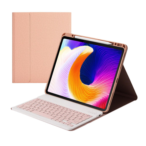 Detachable Bluetooth Keyboard Tablet Case For Ipad Pro 12.9 With Holder Pen Slot Pink Keyboards