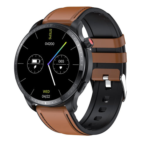 1.39 Inch Ip67 Waterproof Leather Band Smart Watch Supports Bluetooth Call / Blood Oxygen Body Temperature Monitoring Brown Smart Watches