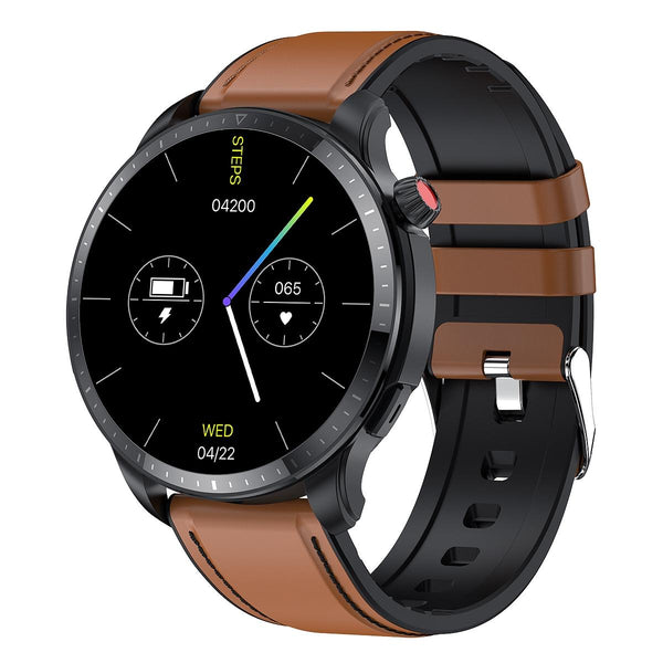 1.39 Inch Ip67 Waterproof Leather Band Smart Watch Supports Bluetooth Call / Blood Oxygen Body Temperature Monitoring Brown Smart Watches