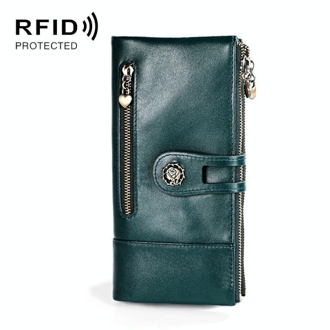 Rfid Leather Wallet With Card Slots For Women Blue Wallets