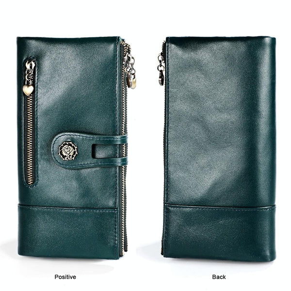 Rfid Leather Wallet With Card Slots For Women Blue Wallets