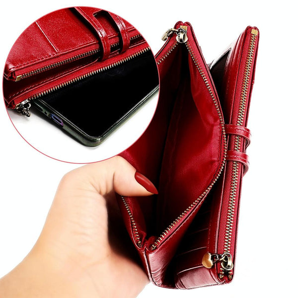 Rfid Leather Wallet With Card Slots For Women Blue Wallets