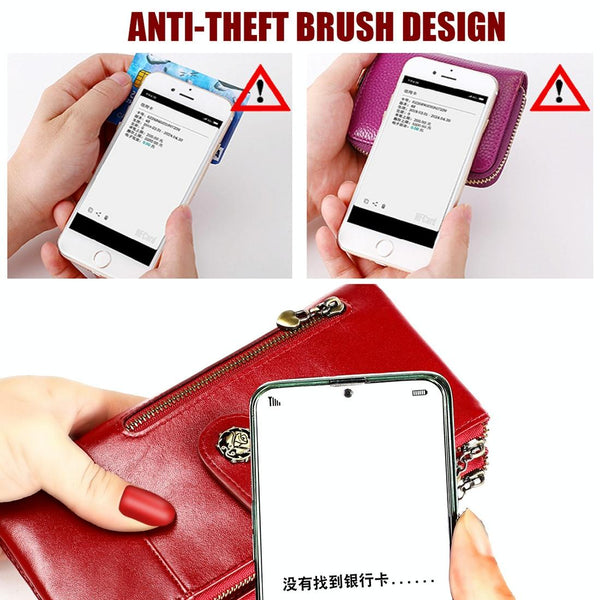 Rfid Leather Wallet With Card Slots For Women Blue Wallets
