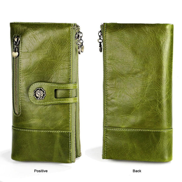 Rfid Leather Wallet With Card Slots For Women Blue Wallets