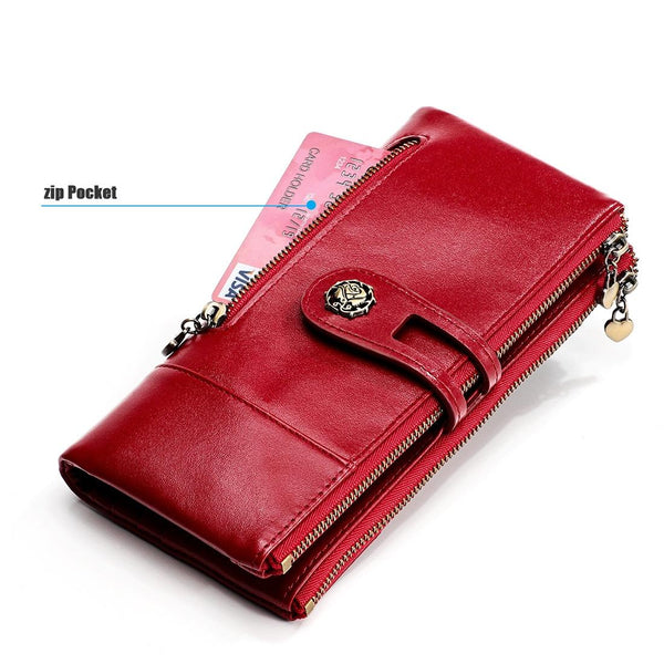 Rfid Leather Wallet With Card Slots For Women Blue Wallets