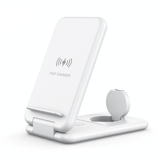 15W 3 In Foldable Wireless Charger For Iphones Iwatchs Airpods White Chargers & Cradles