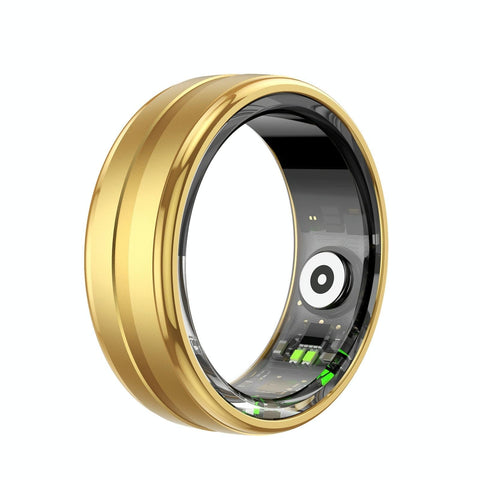 Smart Ring With Heart Rate Blood Oxygen Sleep Monitoring & Sports Modes Size 9 Gold Activity Trackers