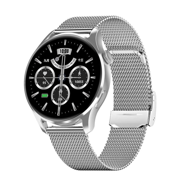 1.32 Inch Heart Rate Monitoring Smart Watch With Payment Function Silver Steel Smart Watches