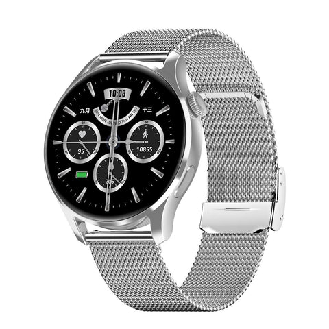 1.32 Inch Heart Rate Monitoring Smart Watch With Payment Function Silver Steel Smart Watches