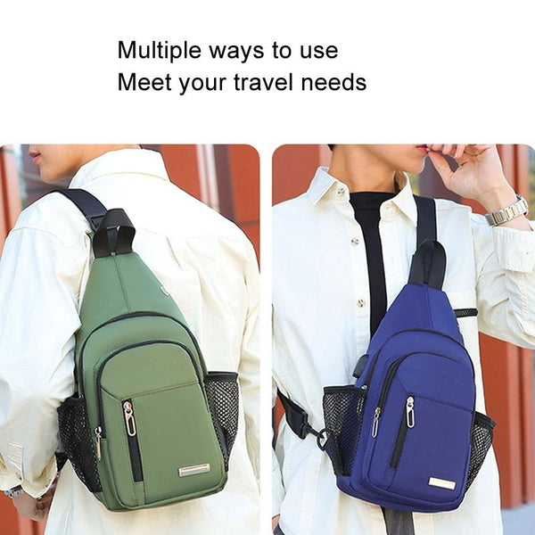 Men Oxford Cloth Chest Bag Casual Crossbody Shoulder Backpack Green Bags