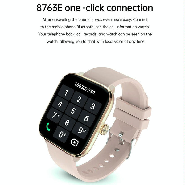 1.96 Inch Ip67 Waterproof Silicone Band Smart Watch Supports Dual Mode Bluetooth Call / Heart Rate Monitoring Pink Smart Watches