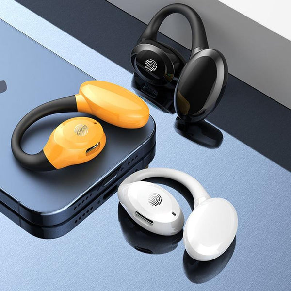 Waterproof Touch Control Wireless Earphones With Hook For Sports Yellow Earbuds