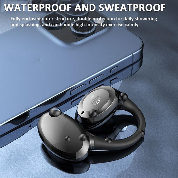 Waterproof Touch Control Wireless Earphones With Hook For Sports Yellow Earbuds