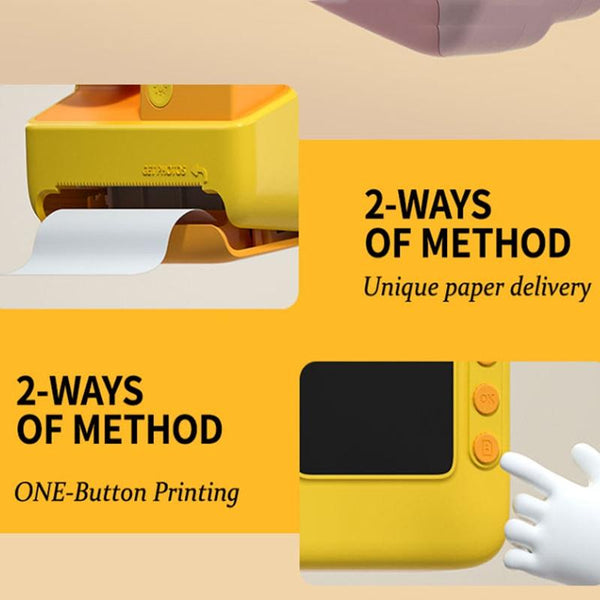 2 Inch Dual Lens Instant Print Camera For Children 4800W Pixel_Yellow Digital Cameras