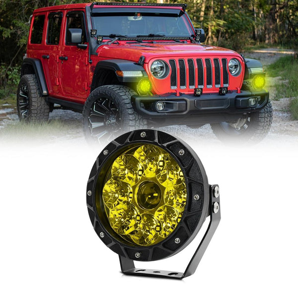 38W 4000Lm / 6000K Off Road Vehicle Round Work Light Yellow Light Bulbs