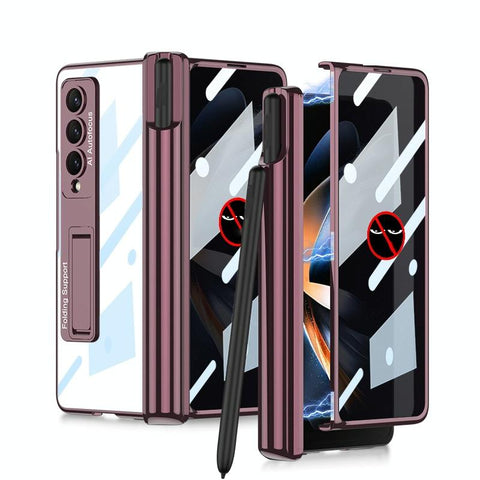 For Samsung Galaxy Z Fold4 5G Magnetic Privacy Case Foldable Wine Red Cases Covers & Skins