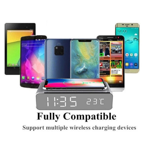 Wireless Charging Desktop Phone With Clock & Temperature Display Black Chargers & Cradles