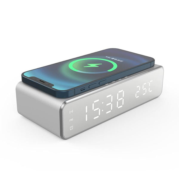 Wireless Charging Desktop Phone With Clock & Temperature Display Black Chargers & Cradles