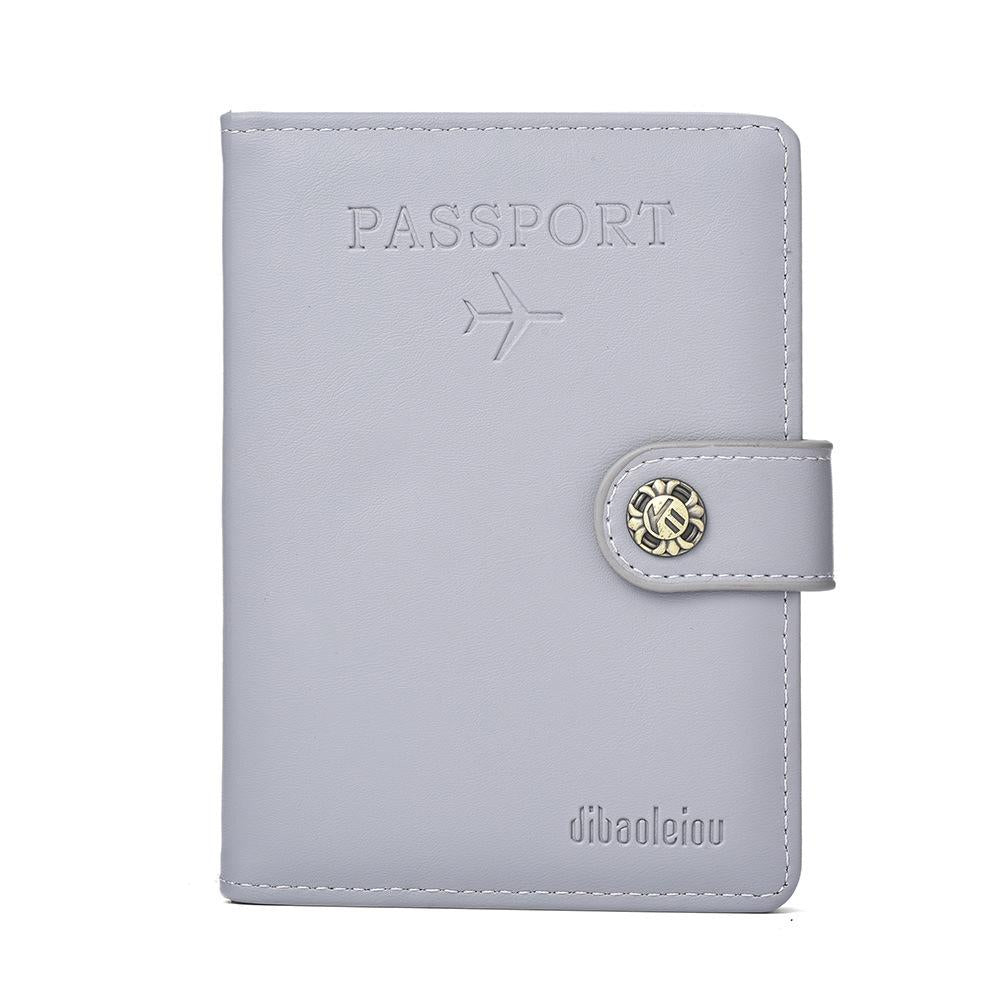 Multi Functional Passport Case With Buckle Dibaoleiou Pu Leather Grey Other Travel Accessories