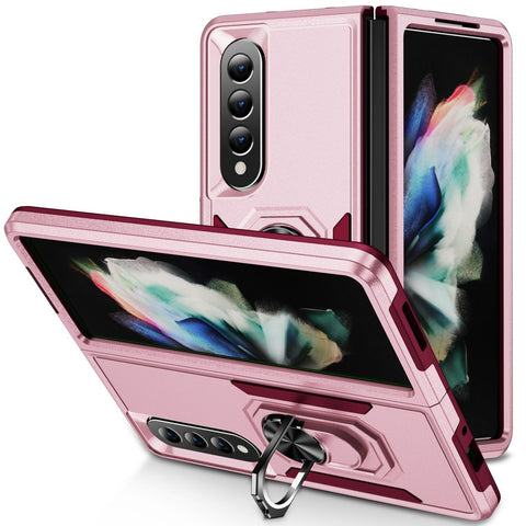 Shockproof Case With Holder Pc Tpu For Samsung Galaxy Z Fold4 5G Pink Rose Red Cases Covers & Skins