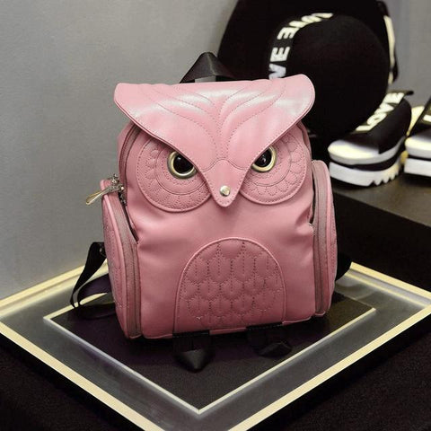 Women Owl Print Pu Backpack Colourful And Stylish Pink Women Backpacks