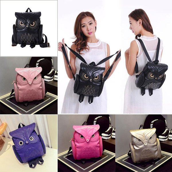 Women Owl Print Pu Backpack Colourful And Stylish Pink Women Backpacks