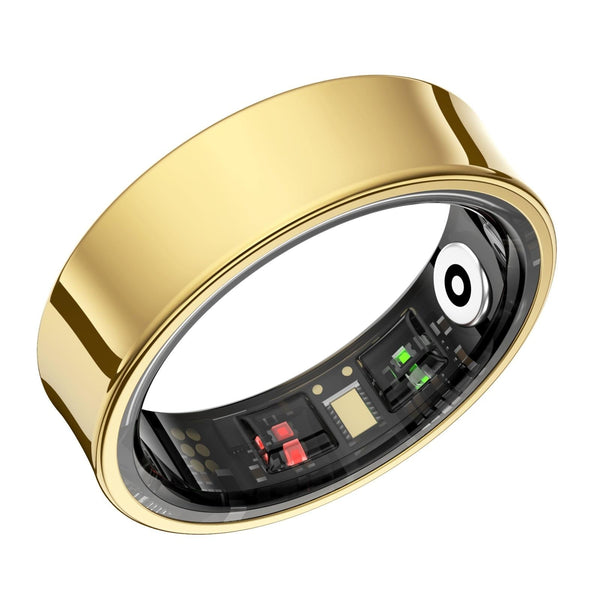 Smart Ring With Heart Rate Blood Oxygen Sleep Monitoring & Sports Modes Size 12 Gold Activity Trackers