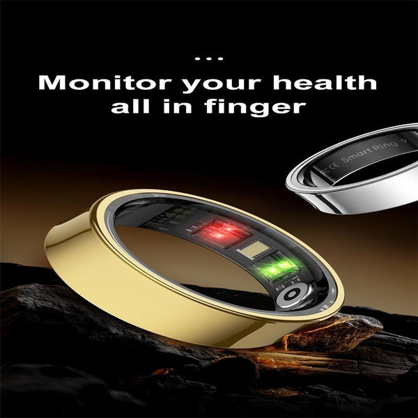 Smart Ring With Heart Rate Blood Oxygen Sleep Monitoring & Sports Modes Size 12 Gold Activity Trackers