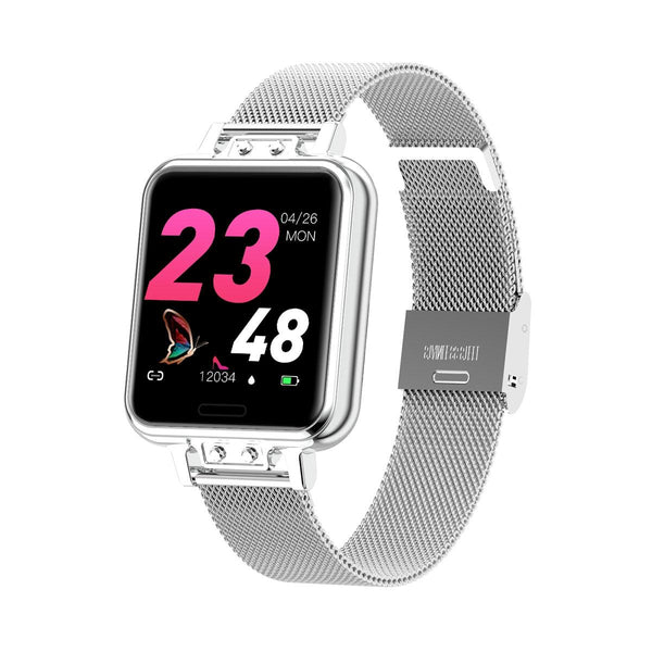 1.22 Inch Waterproof Smart Watch With Sleep Heart Rate Monitor Silver Smart Watches
