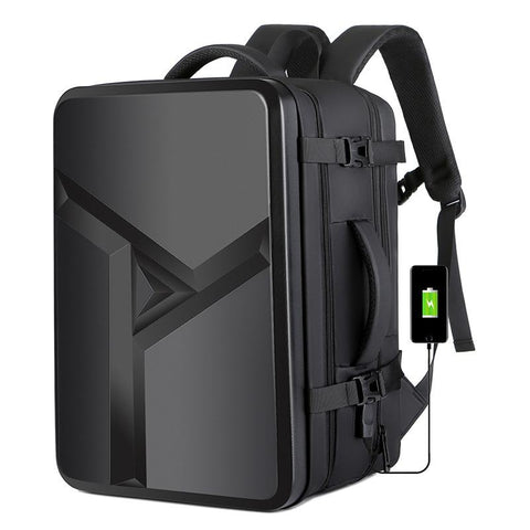 Waterproof Expandable Hard Shell Backpack With Usb Charging Large Capacity Black 161 Backpacks