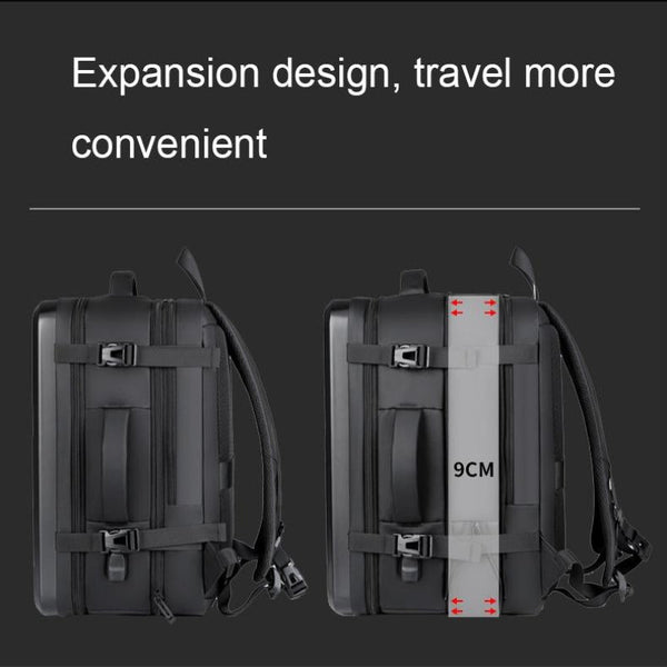 Waterproof Expandable Hard Shell Backpack With Usb Charging Large Capacity Black 161 Backpacks