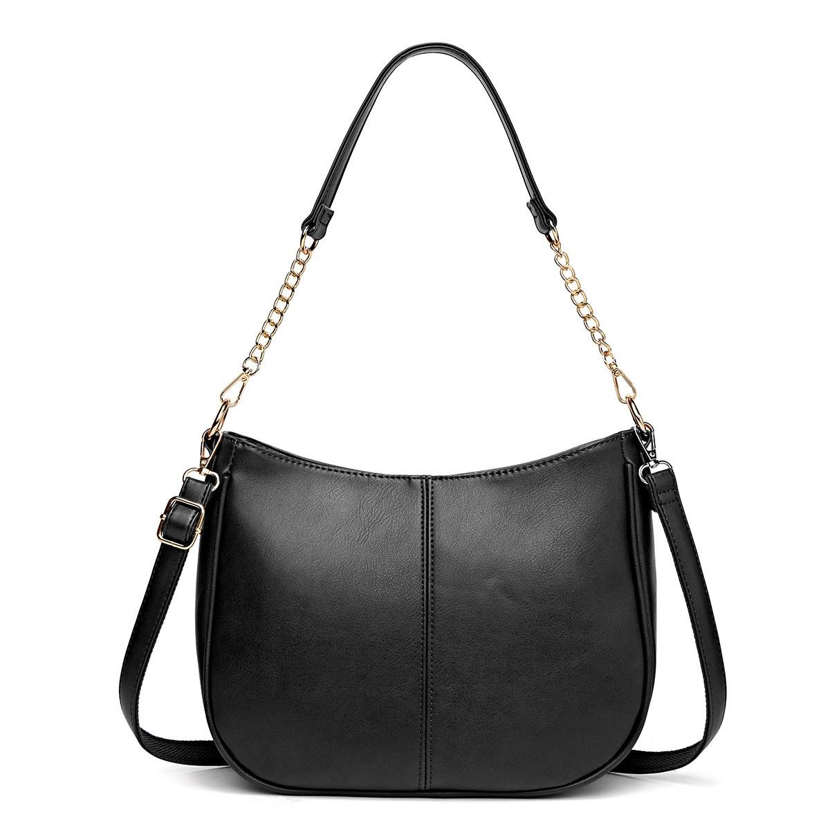 Leather Crossbody Bag Large Capacity Black Women's Bags & Handbags