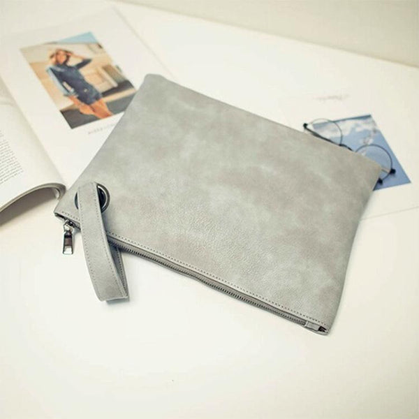 Stylish Retro Envelope Clutch Bag Large Capacity Light Gray Women's Bags & Handbags