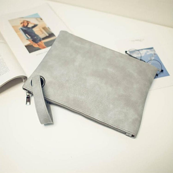 Stylish Retro Envelope Clutch Bag Large Capacity Light Gray Women's Bags & Handbags
