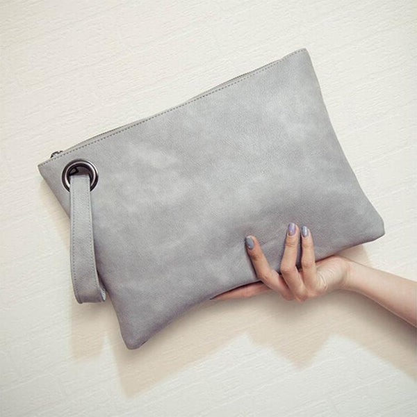 Stylish Retro Envelope Clutch Bag Large Capacity Light Gray Women's Bags & Handbags