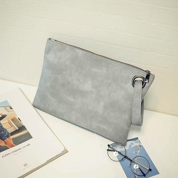 Stylish Retro Envelope Clutch Bag Large Capacity Light Gray Women's Bags & Handbags